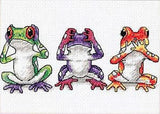 Dimensions Tree Frog Trio Counted Cross Stitch Kit, 14 Count White Aida, 5 x 7