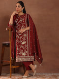 Libas Women'S Chanderi Silk Kurta Set (49452 Maroon Maroon 3Xl