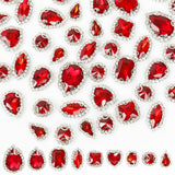 45Pcs Sew on Rhinestones Flatback Glass Rhinestone with Silver Claw Sew on Crystal Mix Shapes Gems for Crafts, Costume, Wedding 