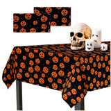 Confettiville Halloween Tablecloth, 2-Pack Disposable Table Cloths, Pumpkins Plastic Covers, 54 x 108 Inches, Party Decorations