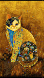 Timeless Treasures Cleo CM1880 Gold 24 Golden Bejeweled Cat Panel Metallic