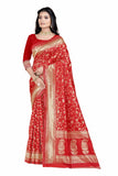 Sugathari Womens Banarasi Saree Pure Kanjivaram Silk Saree Soft New Ladies 2023 Design Wear Pattu Sarees Latest Party Sari Collections With Blouse Piece For Wedding Sadi (San Pari-182 Red)