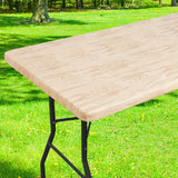 Smiry Rectangle Table Cloth Cover, Waterproof Elastic Fitted Picnic Tablecloth for 6 Foot Tables, Wipeable Flannel Backed Vinyl 