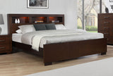 Coaster Home Furnishings Jessica Contemporary Wood Queen Size Led Storage Bookcase Bed Frame Platform Bed 47-Inch Headboard Cappuccino 200719Q