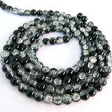 Beadingstation Strand of 140 Pcs 2-Tone Crackle Glass Round Beads 6mm (Black)