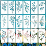 Flower and Leaf Stencils for Painting, 18PCS 6 x 3 Inch Plastic Botanical Stencils for Crafts Reusable, Small Floral Drawing Tem