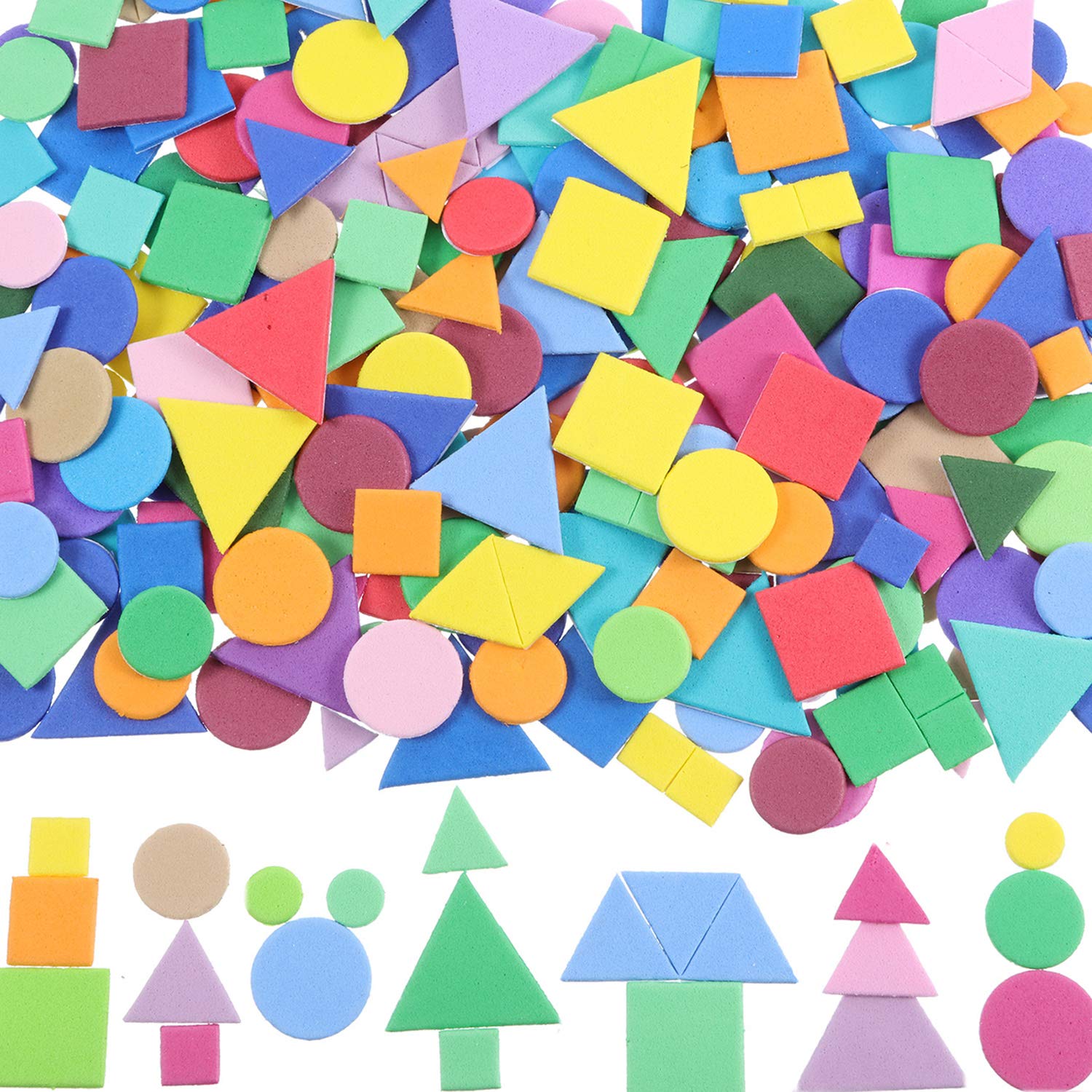 1000 Pieces Foam Shape Stickers Self Adhesive Foam Stickers Felt Stickers Shapes for Kids Crafts Mini Geometric Shape Stickers P