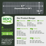 BEN'SHOME Couch Cushion Support for Sagging Seats | Heavy-Duty Wood Non-Slip Sofa Support | 58-67 x 19.7 | Adjustable Rein