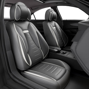 ASLONG 5PCS Angel Wings Front and Back Car Seat Covers Auto Interior Accessories with Water Proof Nappa Leather for Cars SUV Pic