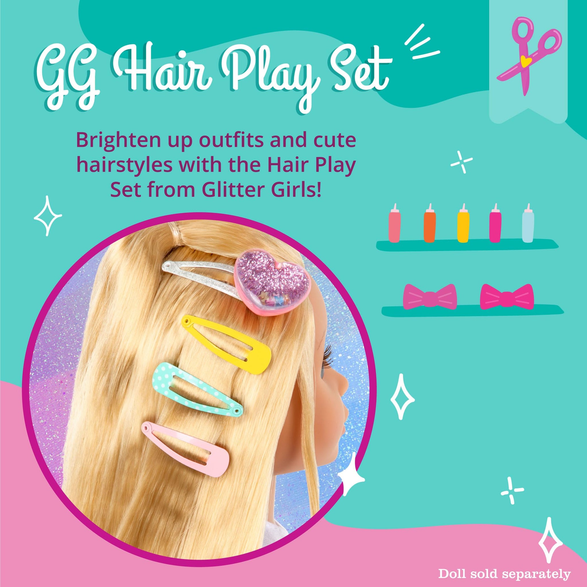 Glitter Girls - GG Hair Play Set - Hair Styling Accessories for 14-inch Dolls - Toys, Clothes and Accessories for Girls 3-Year-O