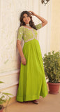 Wedani Georgette Anarkali Gown With Embroidered Top For Women (In Alpha M Regular Light Green),LIGHT GREEN,M,Georgette,anarkali,