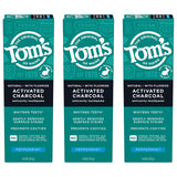 Toms of Maine Natural Activated Charcoal Toothpaste with Fluoride, Peppermint, 4.0 Oz (Pack of 3)