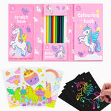MONKEYTAIL 2in1 Unicorn Colouring & Scratch Book Set, Colour Pencils