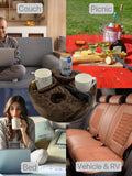 Xchouxer Couch and Bed Cup Holder Pillow, Sofa Organizer Caddy for Drinks, Remotes, Phones, Snacks (Brown)