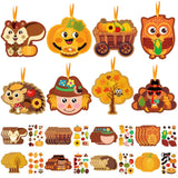 JUNEBRUSHS 32 Pcs Fall Crafts, Autumn Sticker Crafts Thanksgiving Turkey Scarecrow Sticker Fall DIY Hanging Ornaments Craft Harv