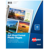 Avery Clear Mixed Format Photo Pages for 3 Ring Binder, Acid Free, Holds 4 x 6 Photos, 10 Photo Protectors (13401)