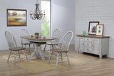 Sunset Trading Country Grove 42 Round To 60 Oval Extendable Dining Table Set | 2 Arm Chairs | Buffet | Distressed Gray And B