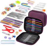 Glangy Crochet Hooks Set, Ergonomic Soft Grip Crochet Needle Kit With Full Size Hooks, Stitch Markers, Yarn Needles, Measuring T