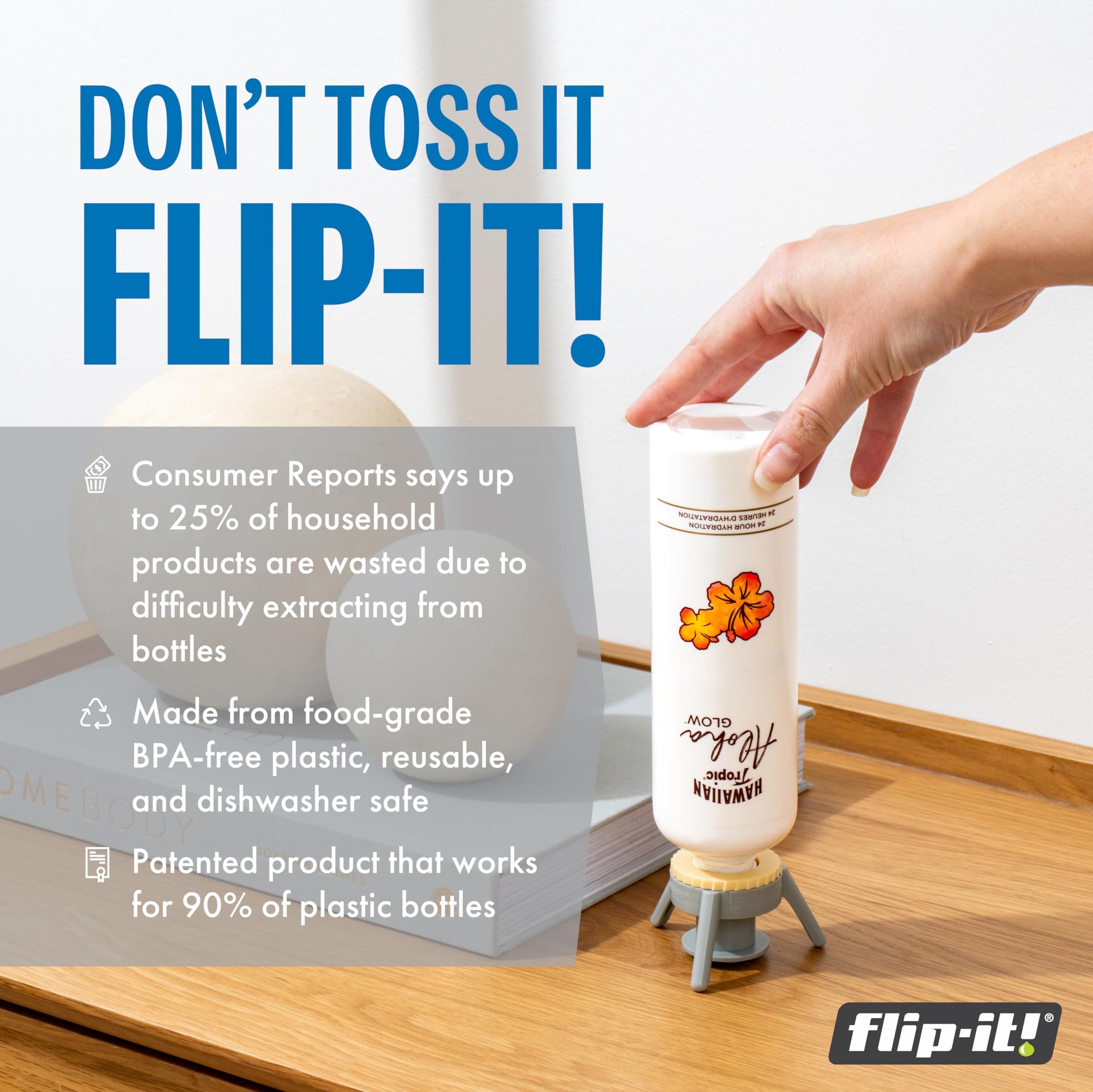 Flip-It! 2-Pack Premium Bottle Emptying Kit - Valentines Day Gifts for Her - Fits Most Plastic Bottles - Get Out Every Drop of S