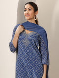 Libas Women'S Silk Blend Kurta Sets (99449_Blue_Xxl)