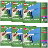 Avery WorkSaver Tab Inserts, 2 Inches, White, 100 Inserts Per Pack, 6 Packs, 600 Inserts Total (11136)