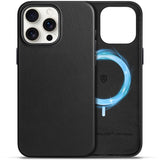 SHIELDON Case for iPhone 15 Pro Max 6.7, Genuine Leather Magnetic Wireless Charging Slim Fit Non-Slip Anti-Scratch Shock-Absorbe