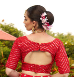 Pujia Mills Womens Fancy Readymade Half Sleeve Sequins Saree Blouse (Red, 36)
