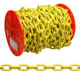 Campbell System 3 Grade 30 Low Carbon Steel Proof Coil Chain on Reel | Yellow Polycoated | 3/16 Trade | 0.21 Diameter | 100 L