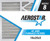 Aerostar 16x25x5 MERV 8 - 2 Count - High Efficiency Pleated HVAC, Furnace & Air Conditioner Filters - Removes Dust, Lint, Mold &