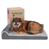 Furhaven Memory Foam Dog Bed for Large/Medium Dogs w/ Removable Bolsters & Washable Cover, For Dogs Up to 55 lbs - Two-Tone Plus