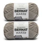 Bernat Maker Clay Yarn - 2 Pack of 250g/8.8oz - 72% Cotton 28% Nylon - #5 Bulky - 290m/317Yards - for Knitting, Crochet and Amig