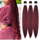 Burgundy Braiding Hair Pre Stretched for Knotless Braids 900# Synthetic Box Braiding Hair for Women