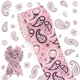 ALIBBON 2.510 Yd Bandana Ribbon Pink Paisley Cashew Floral Wired Burlap Ribbons Western Cowboy Decor Ribbon for Fall Wreath 