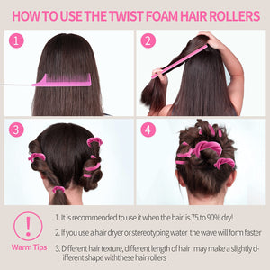 30PCS 9.45 Flexi Rods Curlers Set for Short and Long Hair, No Heat Foam Rollers with Steel Comb Buytta