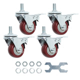 Finnhomy Swivel Caster Wheels 2 Inch Heavy Duty Threaded Stem Casters 1/2-13 x 1 with Brake Set of 4 Premium Polyurethane Wheels