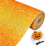 Greatdiy Yellow Orange Gradient Chunky Glitter Faux Leather Roll 12 x 52 Inch, Sparkly Autumn Halloween Collection Fabric for DI