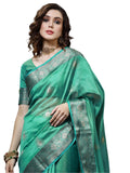 Satrani WomenS Tabby Silk Banarasi Jacquard Saree With Unstitched Blouse Piece(3045S5613NA_Rama Green2)