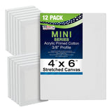 US Art Supply 4 x 6 Mini Professional Primed Stretched Canvas (1Pack of 12Mini Canvases)