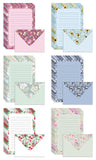 Mini Stationery Set, 100 Piece Set (50 Lined Floral Sheets + 50 Matching Envelopes), 5.5 x 8.25 inch, 6 Unique Designs, Double S