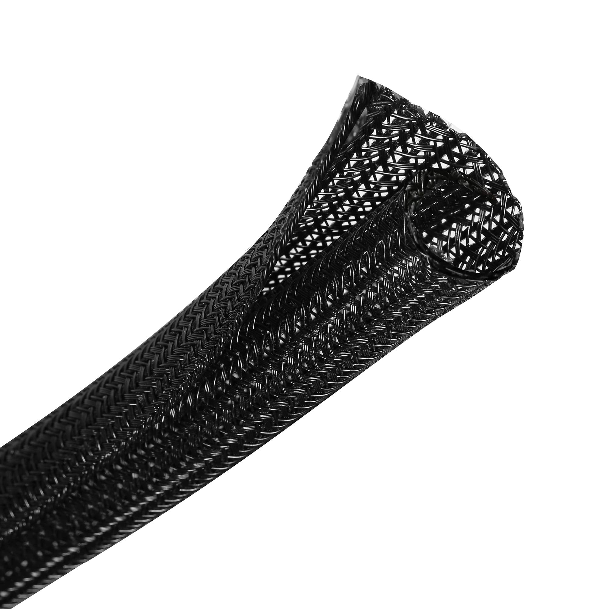 CrocSee 10ft - 1/2 inch Braided Cable Management Sleeve Cord Protector - Self-Wrapping Split Wire Loom for TV/Computer/Home Thea