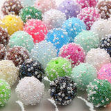 BERMRO 50pcs Acrylic Round Rhinestone Beads, 20mm, Chunky Bubblegum, for Jewelry Making, Large, 2.5mm Hole, 210.0g, 50 Pieces, S
