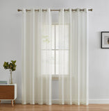 HLC.ME Semi Sheer Grommet Window Curtains, 2 Panels, 54x95 Inch, Ivory