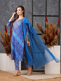 Gosriki Women'S Cotton Blend Straight Printed Kurta With Pant & Dupatta (Vedhabali Blue-Gs_Xl_Blue_X-Large),Blue,,B0D5VK4PY1