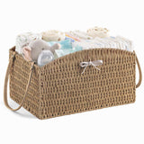 HBlife Diaper Caddy Organizer, Large Hand-Woven Storage Basket for Diapers & Baby Essentials - Elegant Curved Design, Ideal Gift