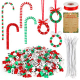 DTOFOOT 1625 Pcs Christmas Meaning of The Candy Cane Craft Kit, DIY Bead Candy Cane Crafts Includes 1500 Plastic Beads 100 Cheni