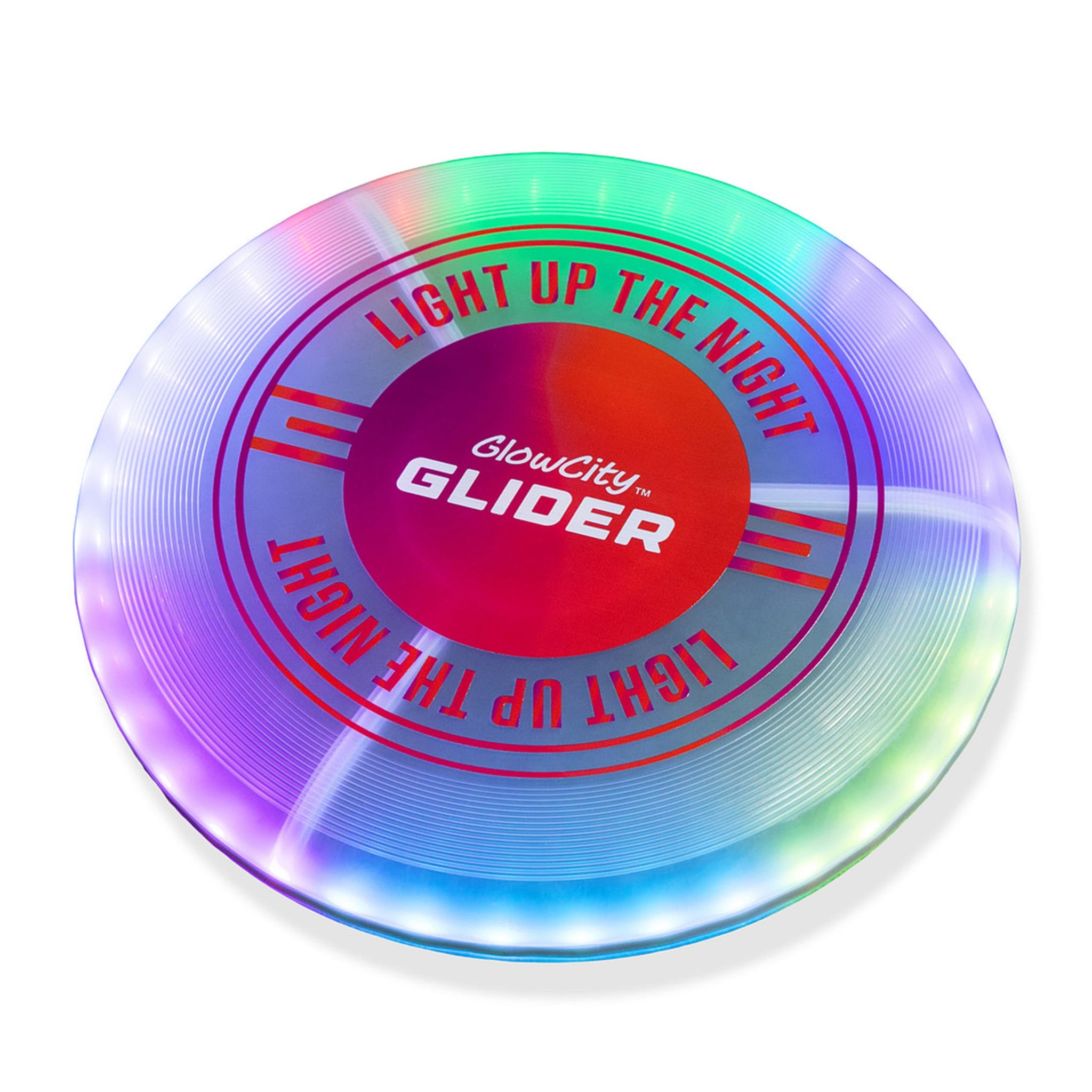 GlowCity Glider LED Glow-in-The-Dark Flying Disc - Bright, Rechargeable, Durable, Water-Resistant, 12 Color Modes, Perfect for E