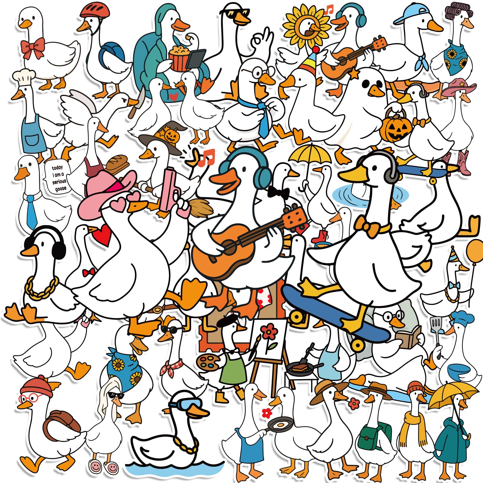 50pcs Cute Goose Stickers, Waterproof Goose Meme Stickers Funny Animal Decor Decoration Gifts Creative Geese Silly Sticker Party