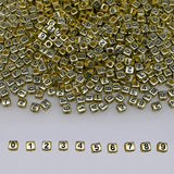 200+ Pcs 6x6mm Golden Cube Acrylic Number Beads 0-9 Mixed Plastic Shape Beads for Jewelry Making Bracelets Necklaces Key Chains 