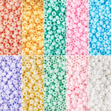 Beadthoven 3300pcs 3mm Glass Seed Beads for Jewelry Making 8/0 Pastel Candy Color Frosted Matte Opaque Round Tube Loose Pony Bea