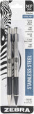 Zebra Pen Stainless Steel Writing Set, M301 Mechanical Pencil and F301 Mechanical Pencil, Black Grip, 2Pack